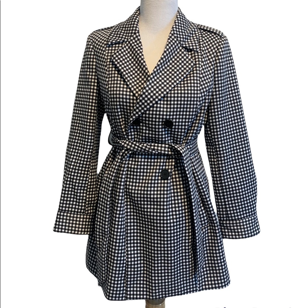 Cleo | Black & White Checkered Pea Coat